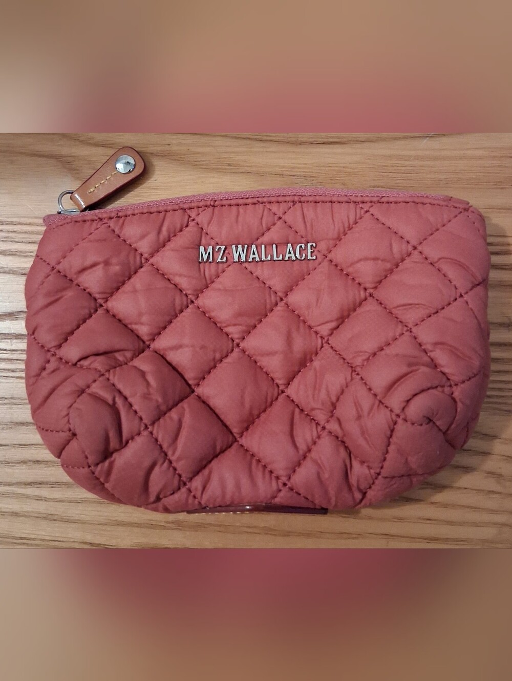 NWOT MZ Wallace Zoey Pink Quilted Cosmetic Makeup Beauty Travel Zip Pouch Bag